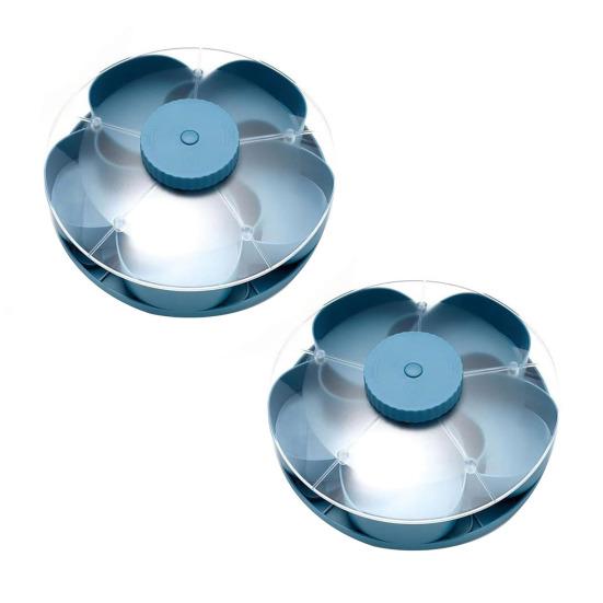 Obrotowa taca do serwowania przekąsek z przegródkami i pokrywkami, obracająca się paterka na dipy, warzywa, owoce, oszczędzająca miejsce organizacja kuchenna na imprezy, pikniki