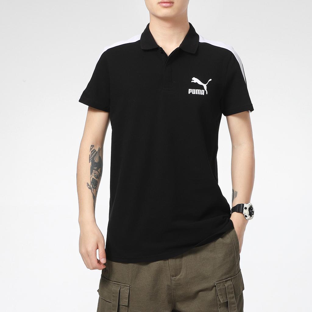 PUMA Logo Sports Training Polo Shirt Men Tops Black 532290-01