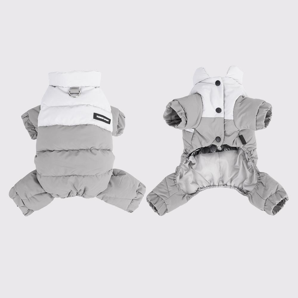Pet cotton clothes are warm in winter, thickened four-legged cotton-padded clothes, graphene windproof dog clothes can be towed, waterproof teddy
