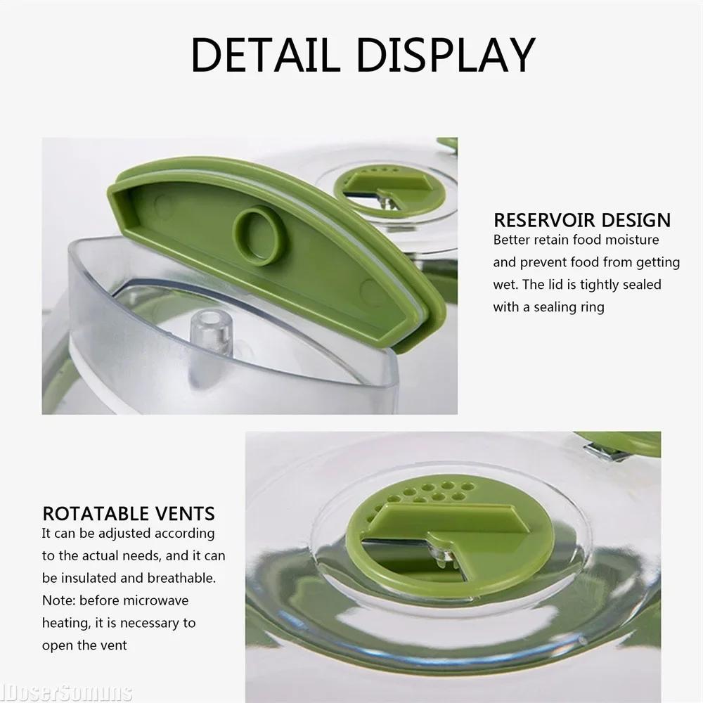 Microwave Cover for Food, Clear Microwave Splatter Cover with Water Steamer and Handle, 10 Inch Plate Covers, Kitchen Gadgets