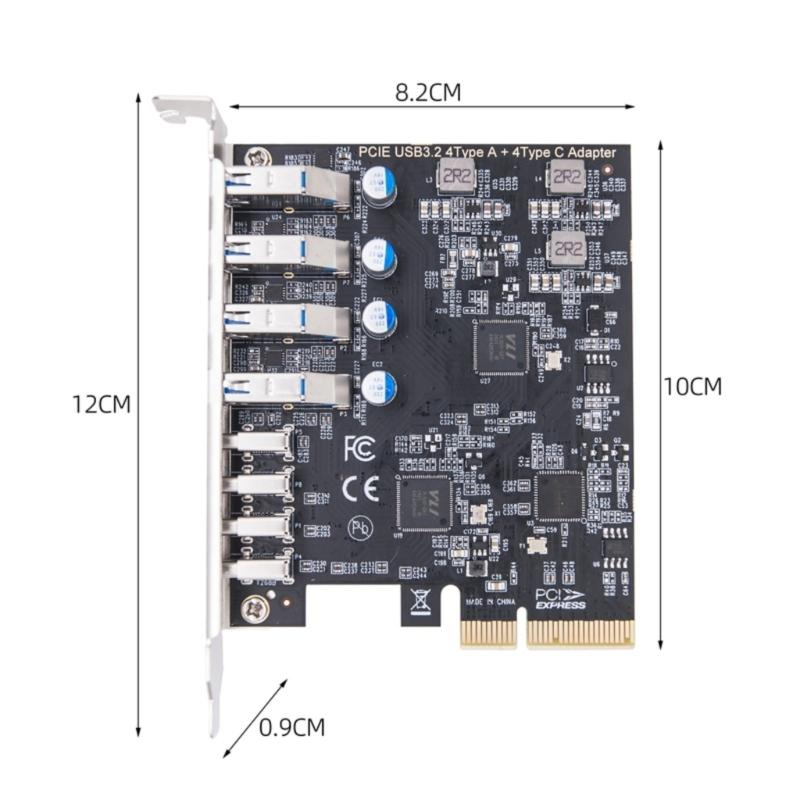 Highly Speed 8Port USB Card PCIE 4X 8X 16X Compatible USB3.2 Hubs With 4 USB+4 Type C Port For Efficient Performances