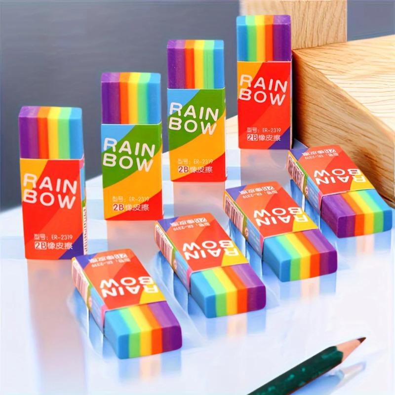 5/10pcs Rainbow 2b Pencil Erasers Soft  Non Feathered Stationery for Writing Drawing Office Study Supplies