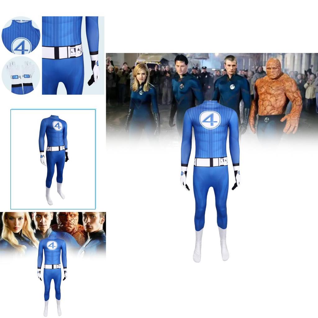 Mono de Cosplay de los Cuatro Fantásticos de Marvel con Tejido de Poliéster Para Actuaciones en Escenario