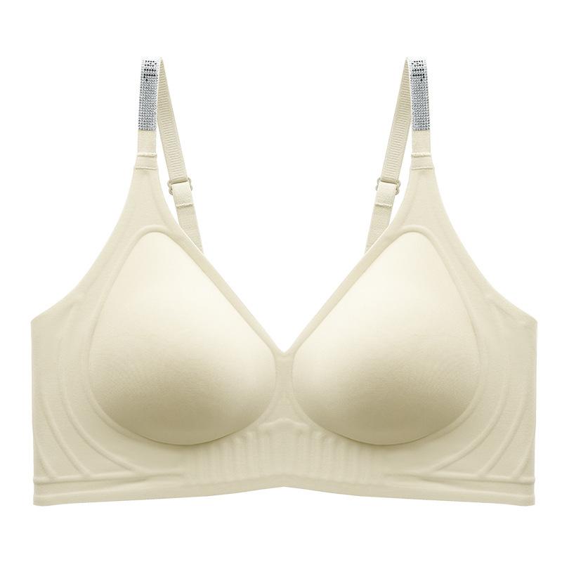 

Letter shoulder strap underwear simple anti-sagging small chest gathering underwear adjustment type sexy bra seamless M 34/75 шампанского