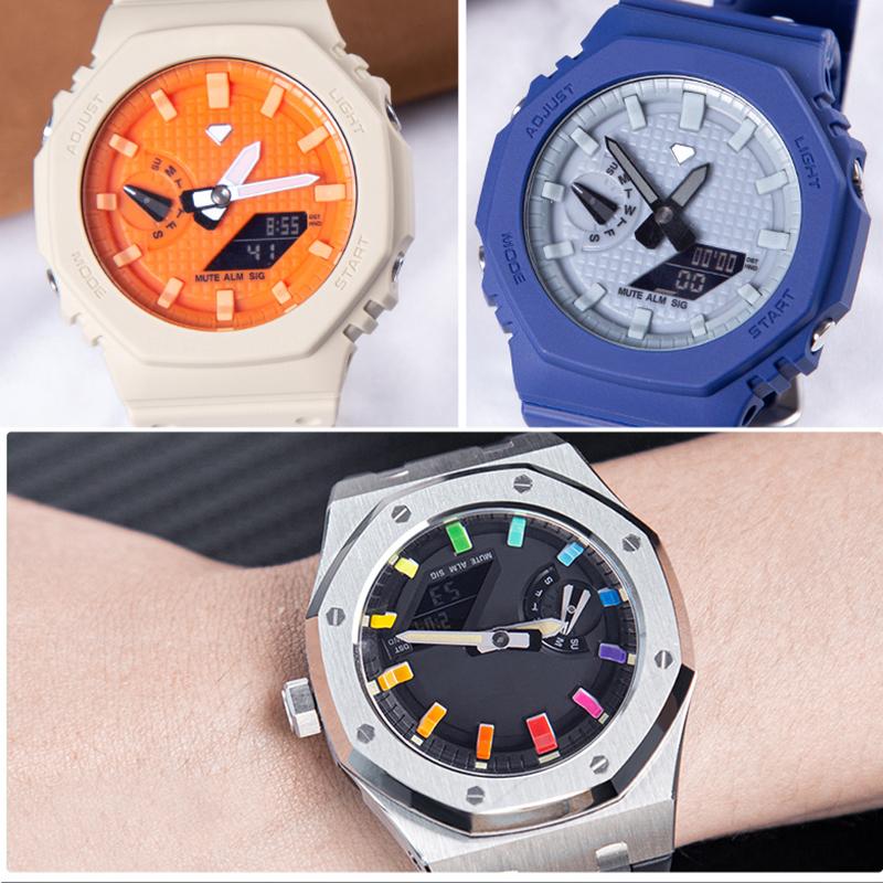 Modified Watch Case Parts Waffle Dial for GA-2100 GA-2110 3rd 4th Generation GA2100 GA2110 Inner Shadow Circle Bezel Accessories