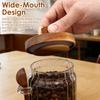 Airtight Glass Jars with Wooden Lid and Spoon Transparent Multipurpose Moisture-proof  Coffee Food Storage Jar for Spices Beans