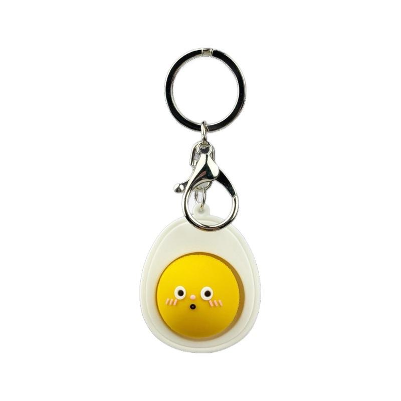 1/2Pcs Simulation Mini Cartoon Egg Button Keychain Stress Relief Clicker Pendant Decompression Keyring Backpack Hanging Decor