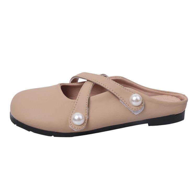 

Fairy wind bag head half slippers female outer wear 2024 spring and summer new round head one pedal lazy flat bottom sandals 40 верблюд