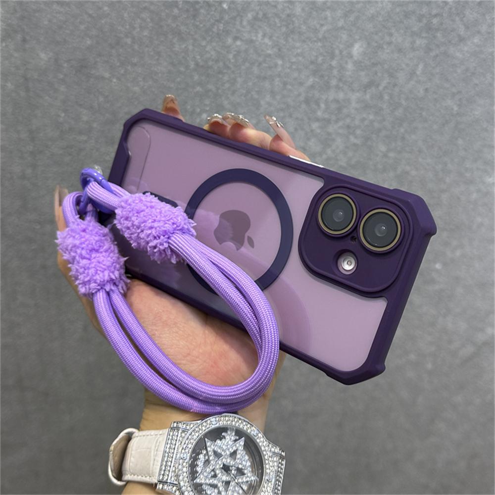 Air Bag Shockproof Magnetic For Magsafe Wireless Charging Wrist Strap Case For iPhone 16 11 12 13 14 15 Pro Max Plus Clear Cover