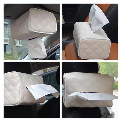 Car Faux Leather Sun Viper Back Seat Hanging Tissue Box Paper Holder Container
