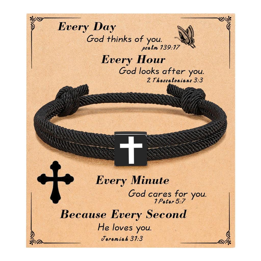 Easter Basket Stuffers for Teens Men Women Inspirational Religious Bible Verse Joshua 1:9 Cross Bracelet