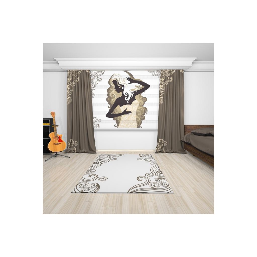 Ciemnoszare gałęzie podłogowe z wzorzystym nadrukiem Zasłona Young Room Fund