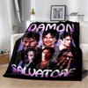 The Vampire Diaries Damon salvatore pătură imprimată Paturi calde din flanelă Pătură moale și confortabilă lenjerie de pat Cadou de ziua de naștere