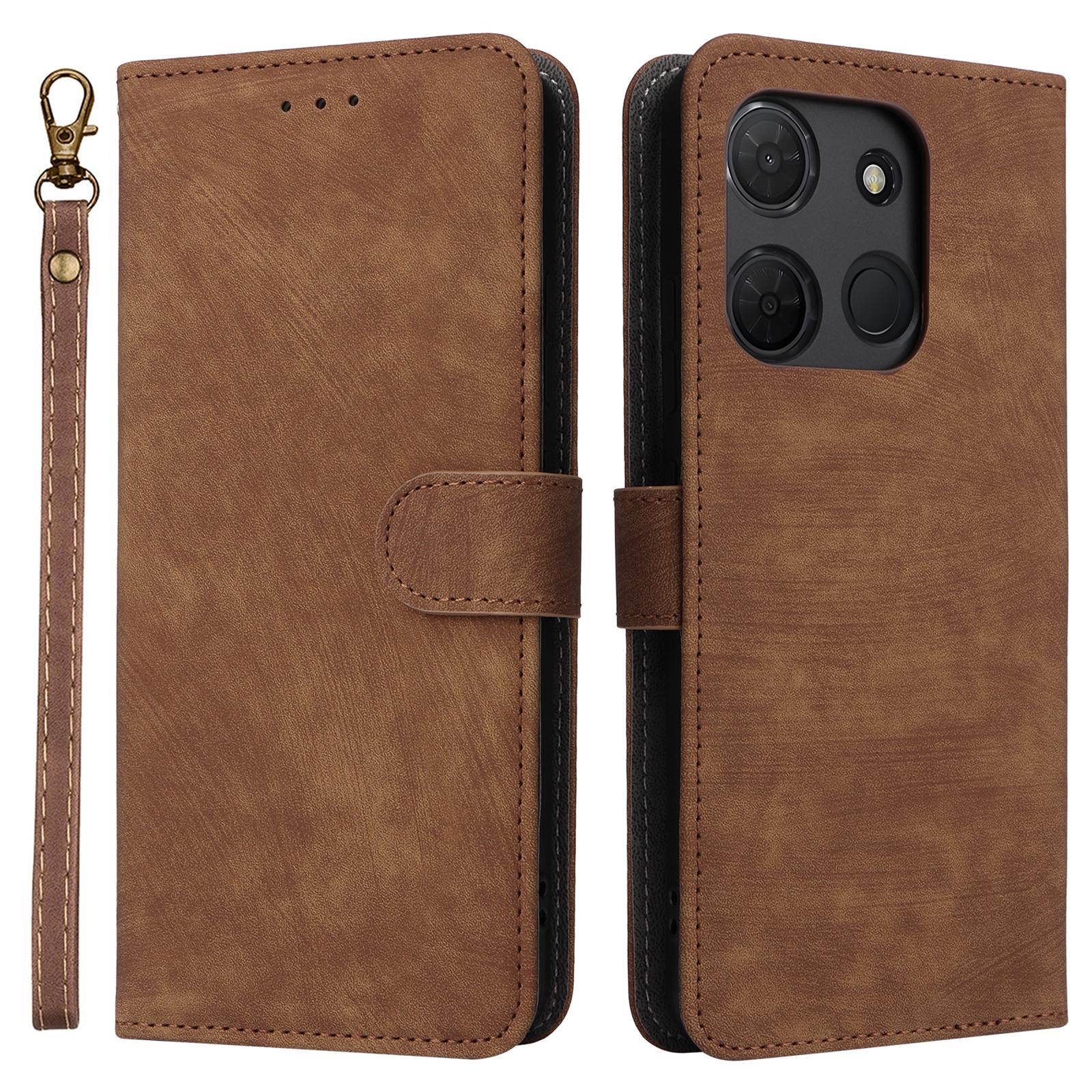

For TCL 503 Wallet Case RFID Blocking PU Leather Cover Stand View Brown