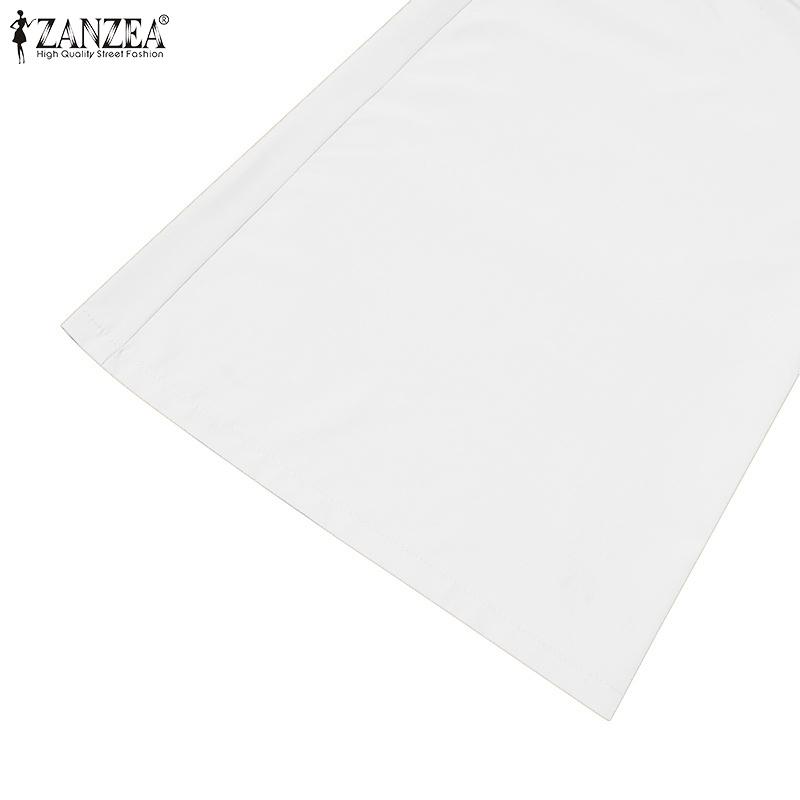 ZANZEA Damskie kombinezony vintage z dekoltem w serek, bez rękawów, kieszeniami i szerokimi nogawkami