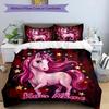 3pcs Custom Name Magical Unicorn Fantasy Bedding Set Printed Bedding Set Duvet Cover Closure Includes 1 Duvet Cover & 2 Pillowcases Bedroom Decor