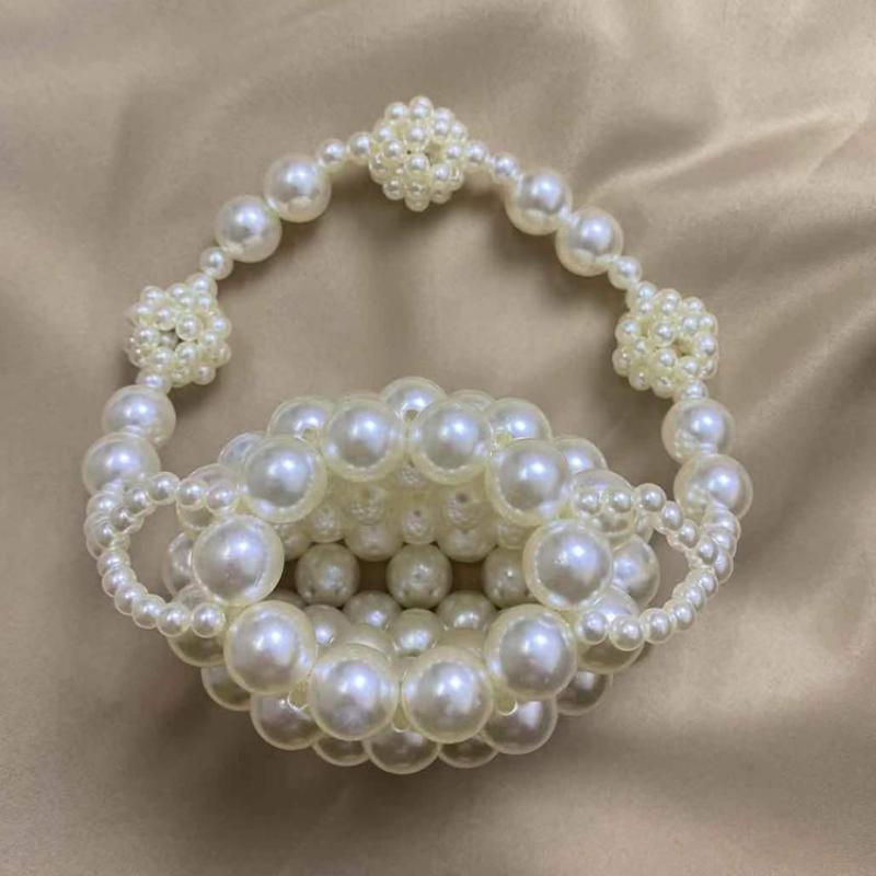 Kids Mini Handbag Handmade Cute Pearl Hand Bags For Girls Coin Pouch Wallet Tote Baby Party Purse Bag Gift