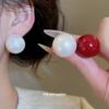 Silver Needle Red Round Pearl Earrings Light Luxury High-end Stud Earrings Fashion Simple Elegant Temperament Versatile Earrings Women