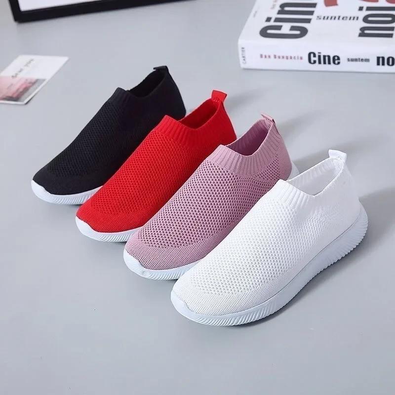 Summer New Women's Vulcanized Shoes High Quality Women's Sports Shoes Slip-on Flat Shoes Women's Loafers XL Size 43