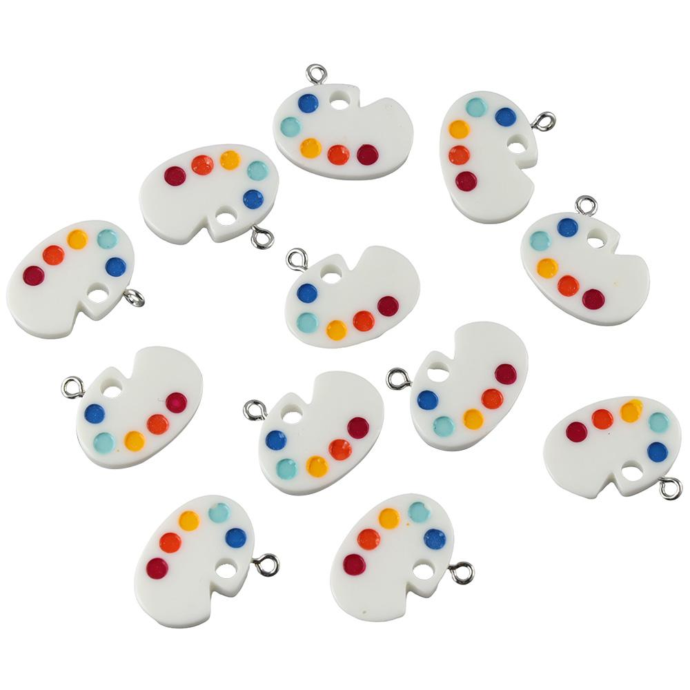 

30 Pcs Resin Colorful Paint Tray Charms Paint Tray shape Pallet Charms Painters Charms Bracelets
