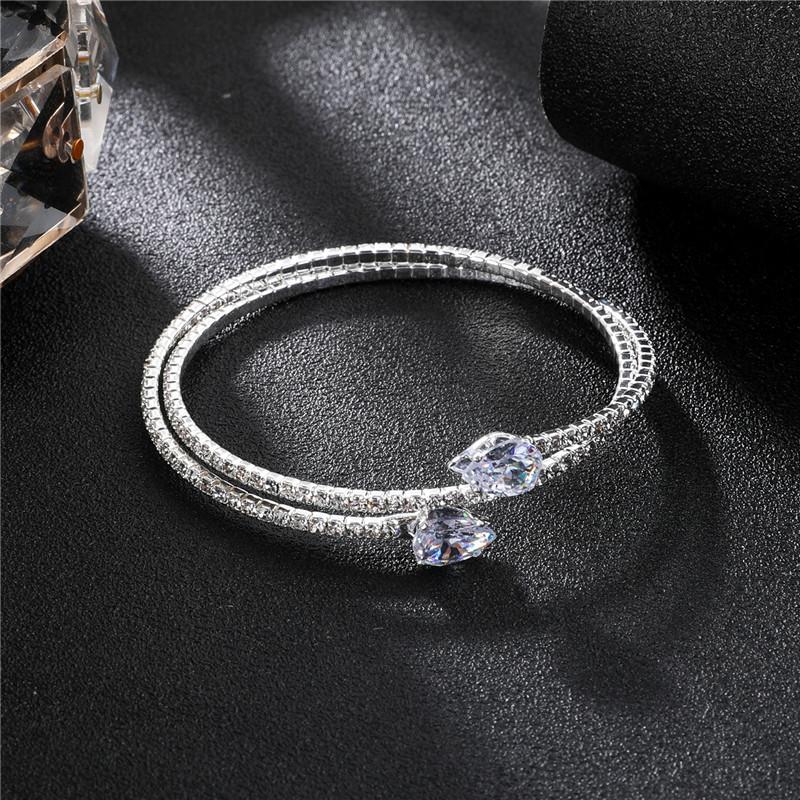 Single Row Luxury Full Diamond Bracelet Zircon Inlaid Claw Chain Bracelet Open Bracelet Jewelry