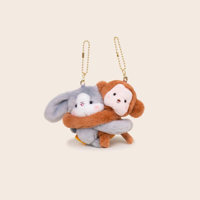 Monkey Cute Rabbit Fox Dog Penguin Cartoon Animal Pair Plush Toy Pendant
