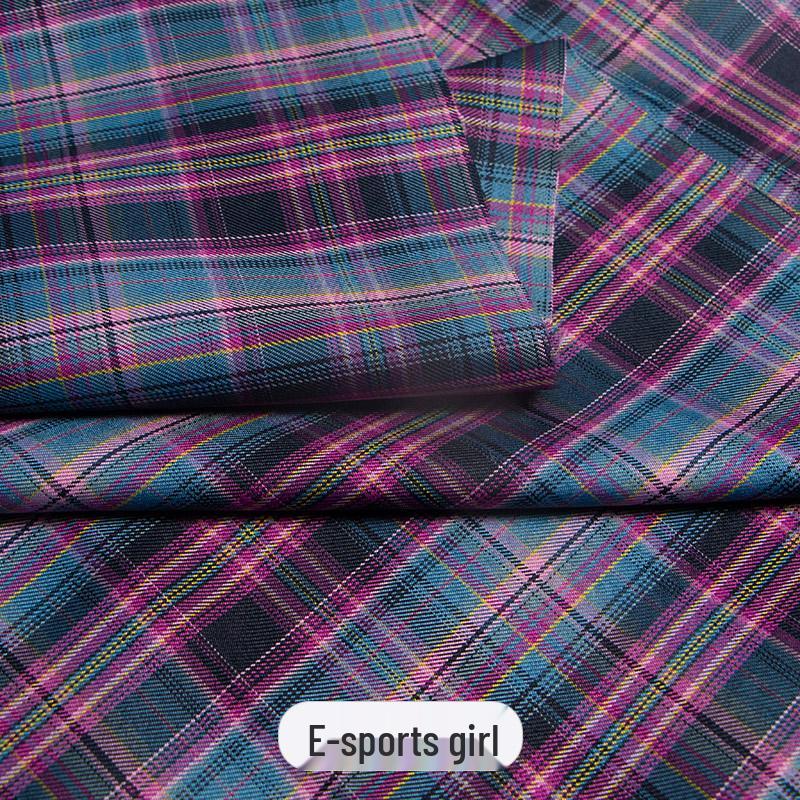 Japanese Plaid Pleated Skirt Fabric - Yarn-Dyed Polyester for DIY Scrunchies & Crafts