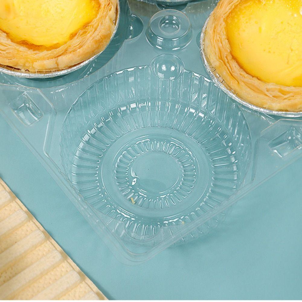 100pcs Transparent Clear Egg Tart Box Plastic Thickened Portuguese Egg Tart Paaging Box No Need To Fold Disposable