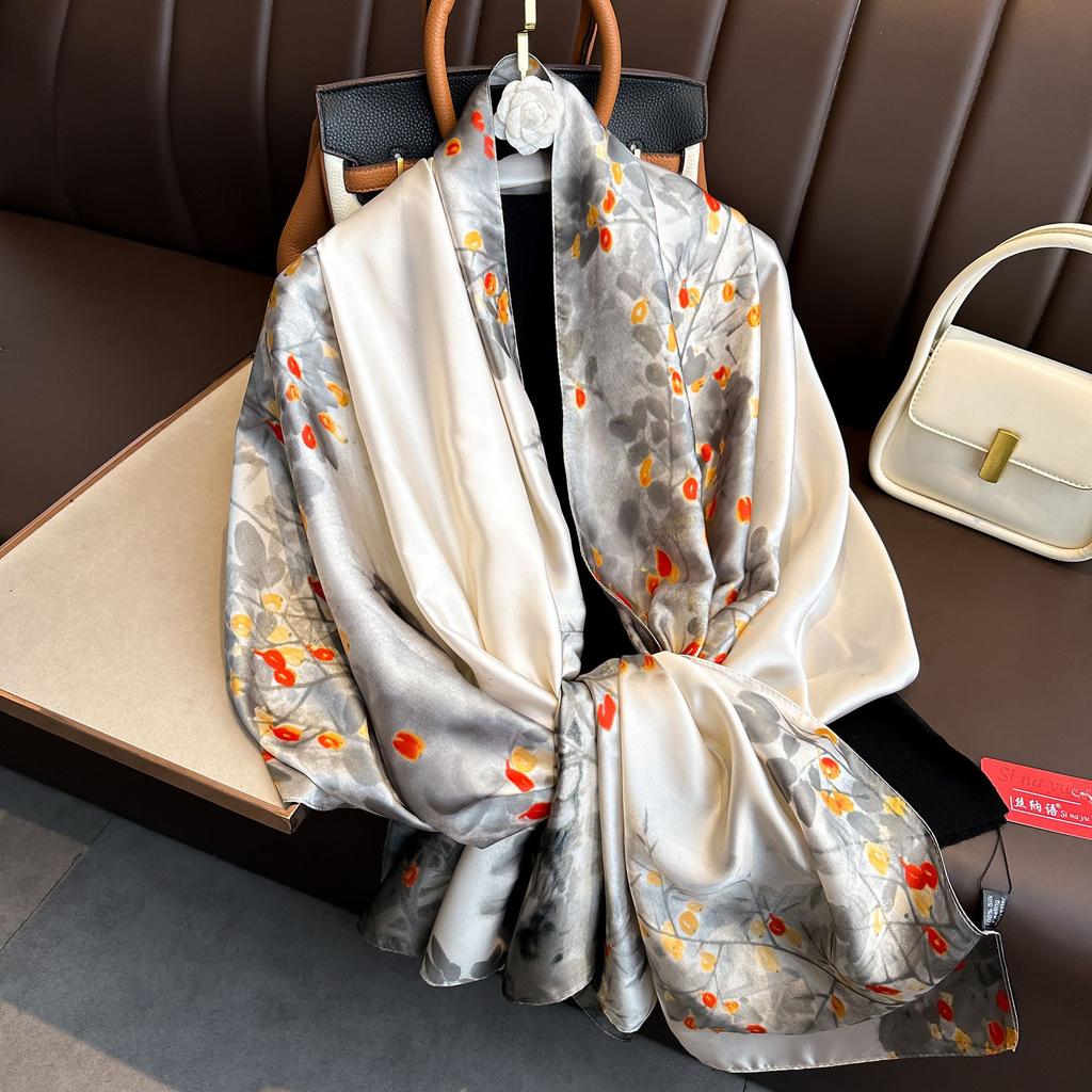 Luxury Brand Women Long Silk Scarves Shawl Lady Wrap Soft Female Europe Designer Beach Bandanna Foulard Muffler Pareo 180*90cm