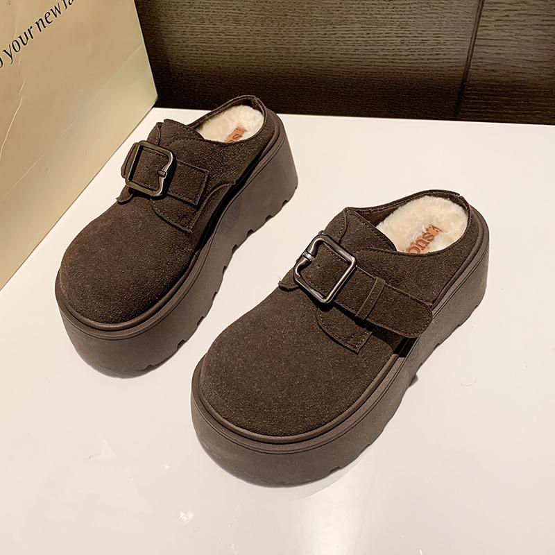 Leopardí baleríny Dámské pantofle na platformě Semišové pantofle Zimní plyšové bavlněné boty Vysoké podpatky Žabky Trend Slingback Zapatos Mujer