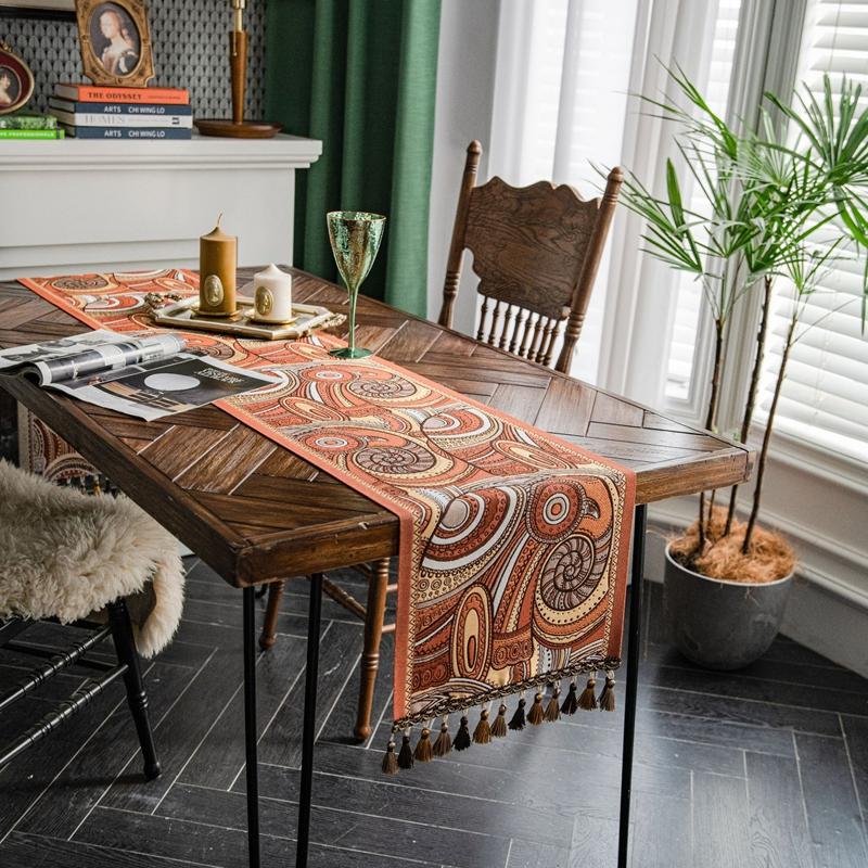 

Jacquard Table Flag Harvest Corn color Table Cloth Festival Tea Table Bed Flag TV Cabinet Dining Room Luxury Table Decoration 35 x120cm