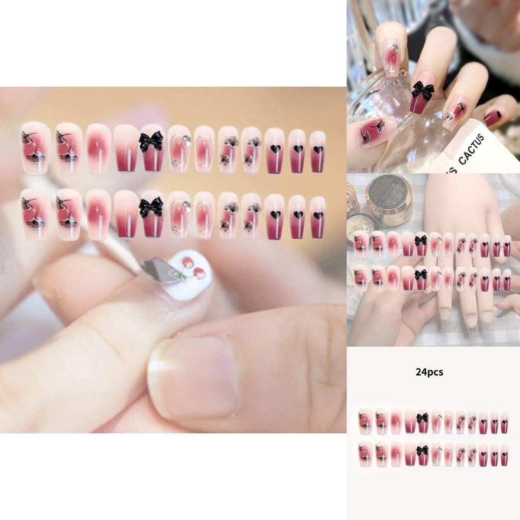 Butterfly Bow Nail Sticker Wearable Nail Blush Fake Nail Finished Nail Sticker A21 Gel Jelly Double-sided Style