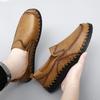 Men Brown Slip on Moccasins Hiking Shoes Black Flats Driving Shoes Blue Handmade Casual Wide Head Shoes Plus Size