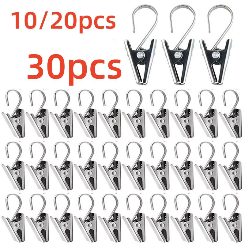 10/20/30pcs Stainless Steel Curtain Clips with Hook Sturdy and Durable Window Curtain Hook Clips Home Window Curtain Decor Accessories