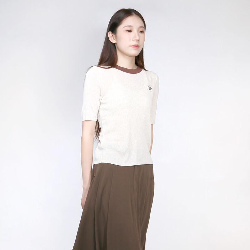 Sweet Basil Women's Thin Round Neck Short Sleeve Knit Top Z1EB43155A