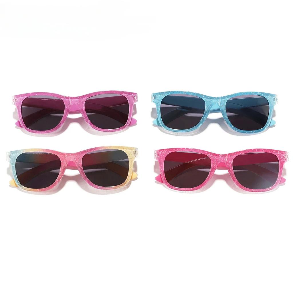 Trendy Cool Sunglasses for Kids Colorful Shiny Square Eyewear Girls Fashionable Sun Glasses Cute Accessories