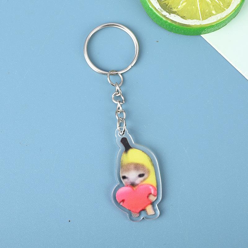 Cartoon Kawaii Bananen Katze Schlüsselanhänger Kreatives Brot Herz Schlüsselanhänger Schlüsselhalter Schlüssel Tasche DIY Zirkon Geschenk für Freunde Kinder