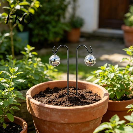 Outdoor Party Decorations Mini Disco Ball Garden Stake, Weatherproof Hanging Mirror Decoration, Flower Bed Decor Accessories Reflective