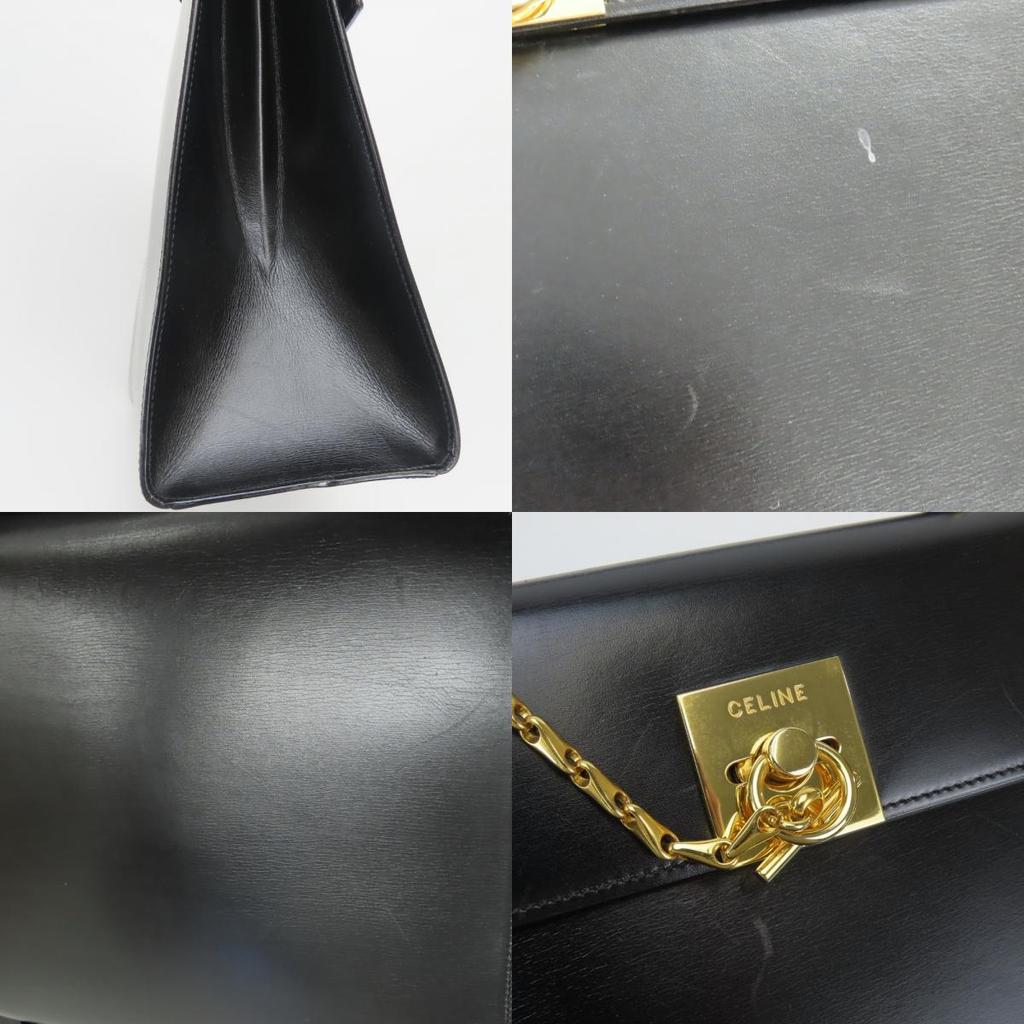 Used CELINE Handbag Gancini leather black Chain