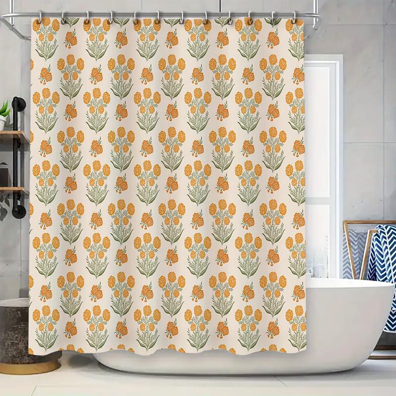

Floral Shower Curtain Botanical Flower Pattern Bathroom Decor Vintage Nature Spring Blossom Home Textile Farmhouse Style W60H190(CM)-1 Pcs