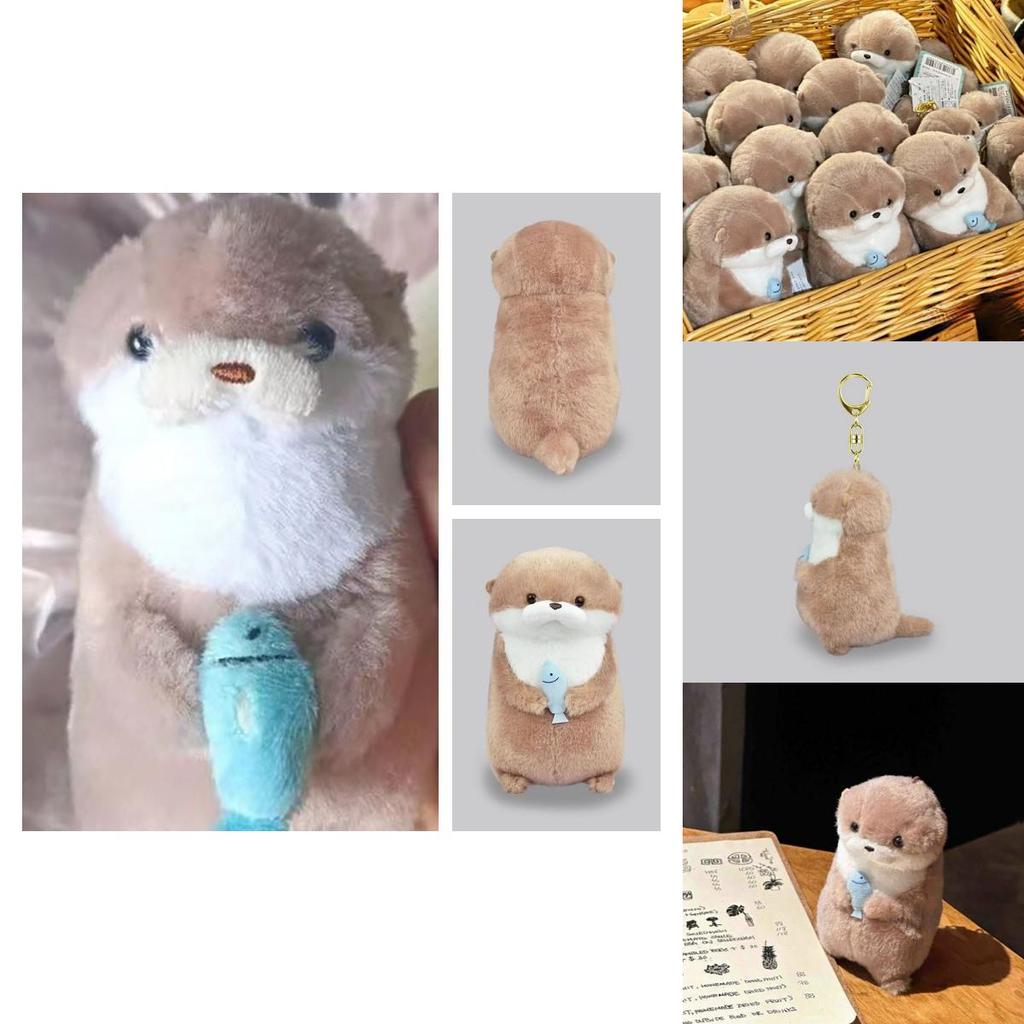 Cute Amuse Otter Plush Toy With Fish Adorable Gift For Girls Hanging Decoration