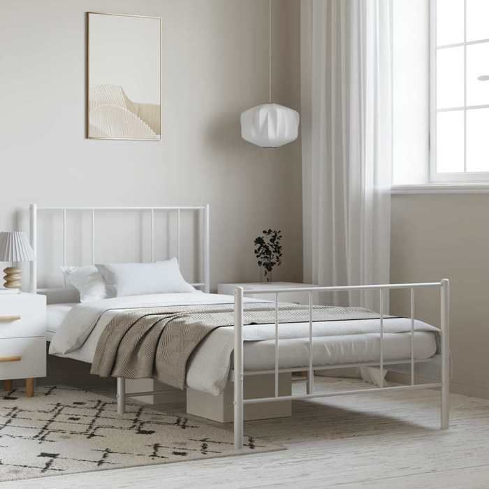 VidaXL Cadre de lit métal avec tête de lit-pied de lit blanc 100x190cm 352541