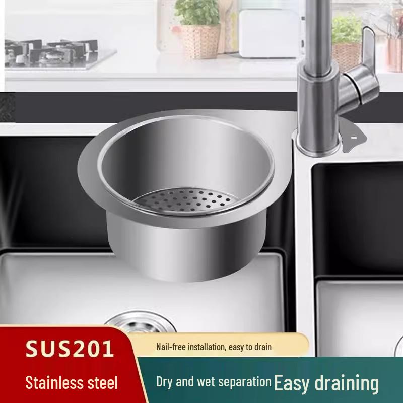 Swan-Nerezový kuchyňský dřez Závěsný odkapávací koš s háčky pro mokré/suché oddělení a mytí zeleniny