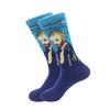 1 pair of European and American trendy socks with personalized street fashion oil painting series socks