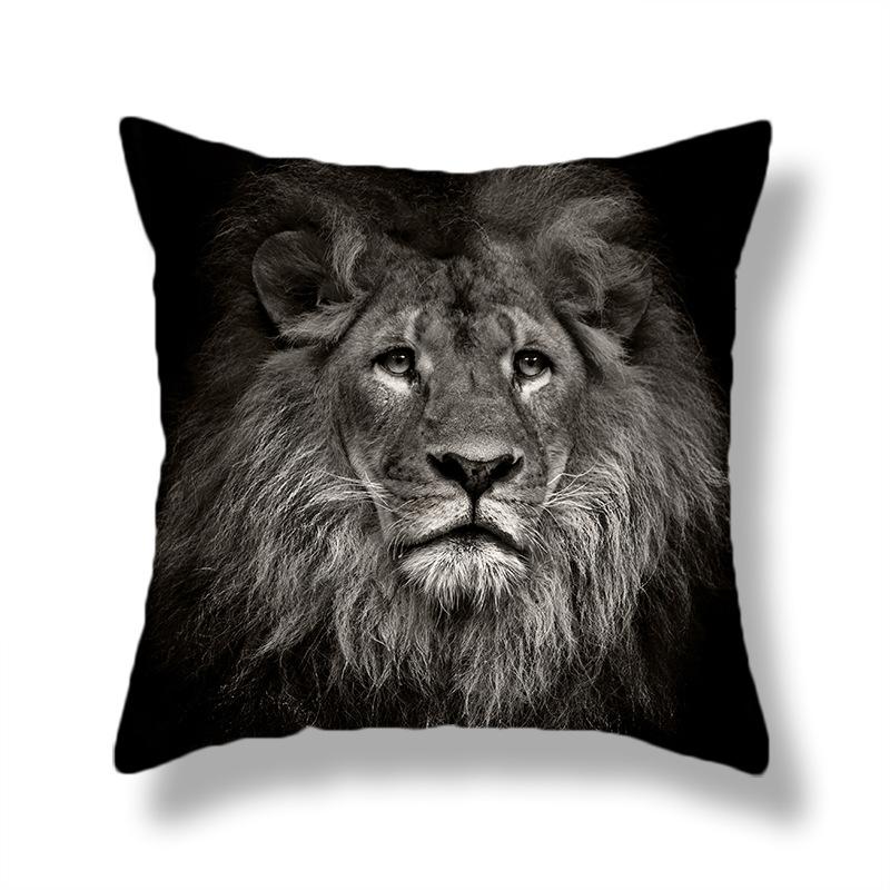 45X45CM Wild Animal Lion Tiger Cushion Cover Living Room Sofa Office Seat Car Waist Cushion Cushion Cover Home Decoration