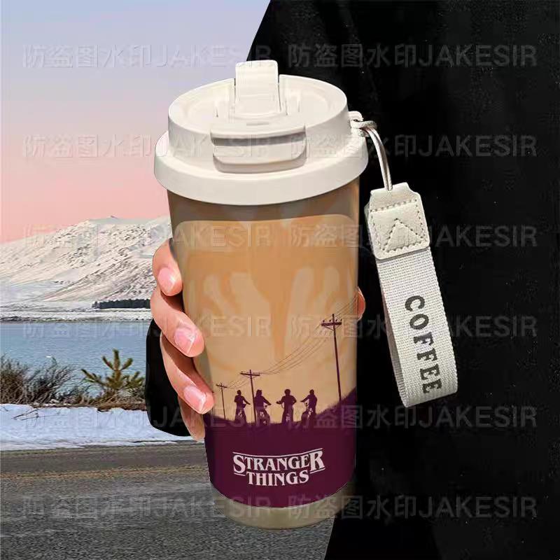 Stranger Things Insulated Tumbler - Stainless Steel Dual Lid Sippy Cup for Coffee & Cold Drinks