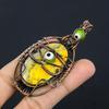 Bumblebee Jasper & Green Evil Eye Pendant, 999 Copper Wire Wrapped Gemstone Jewelry, Handmade Pendant, For Mother Day