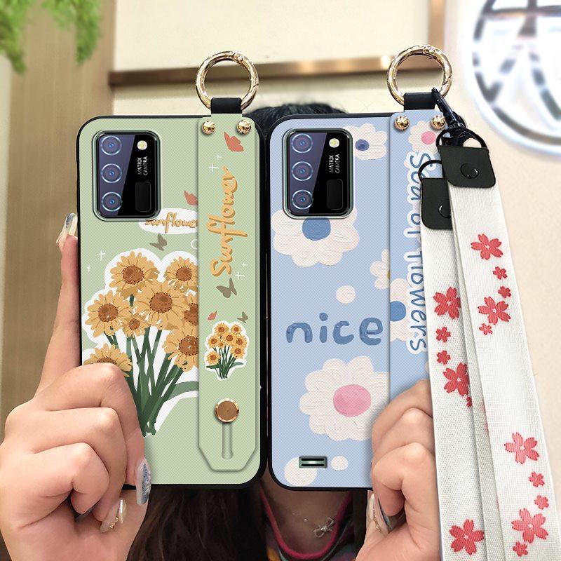 Phone Holder Kickstand Phone Case For Oukitel C25 Dirt-resistant Fashion Design Waterproof Wrist Strap Oil Painting Ring