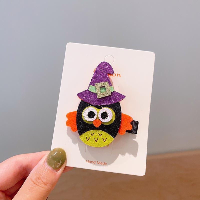 Handmade Halloween Hair Clips for Kids: Pumpkin, Ghost, Black Bat Bow, Party Accessories