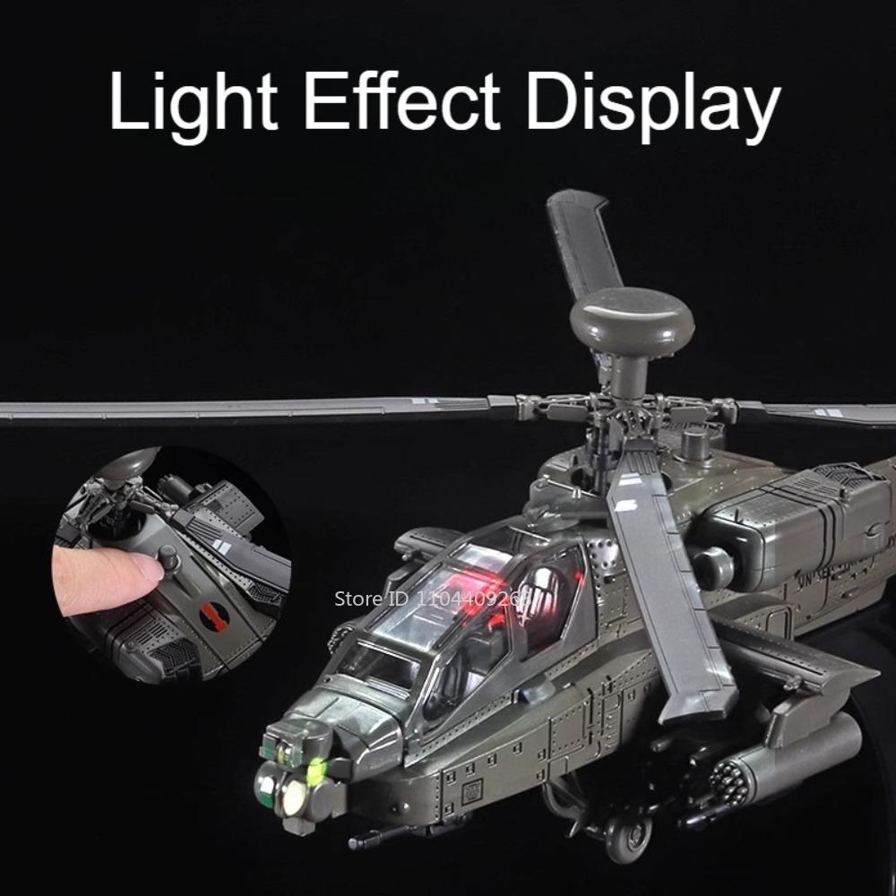 Scale 1:32 AH-64A Airplane Model Toy Car Die-cast Metal Sound Light Rotatable Tail Wing Fighter Models Boys Festival Presents